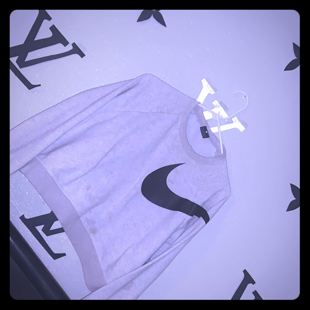 Grey Nike crop hoodie sweatshirt